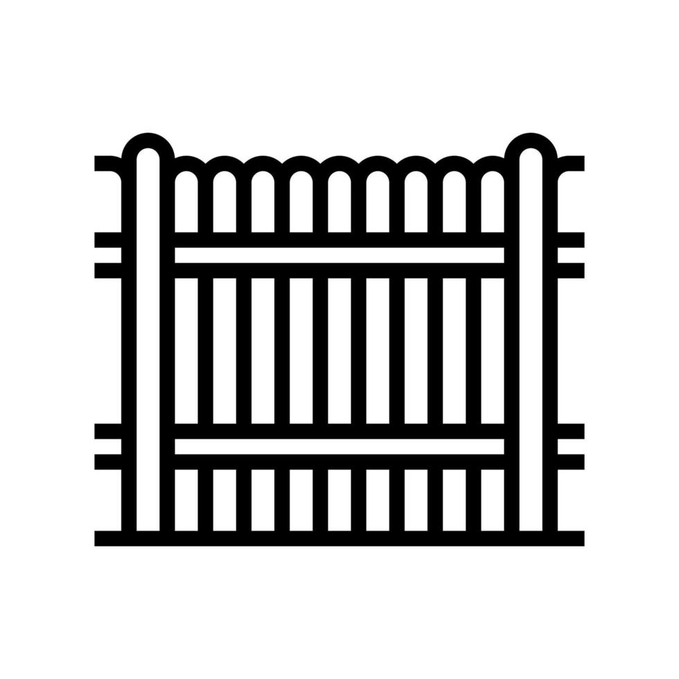 Ilustración de vector de icono de línea de valla de madera