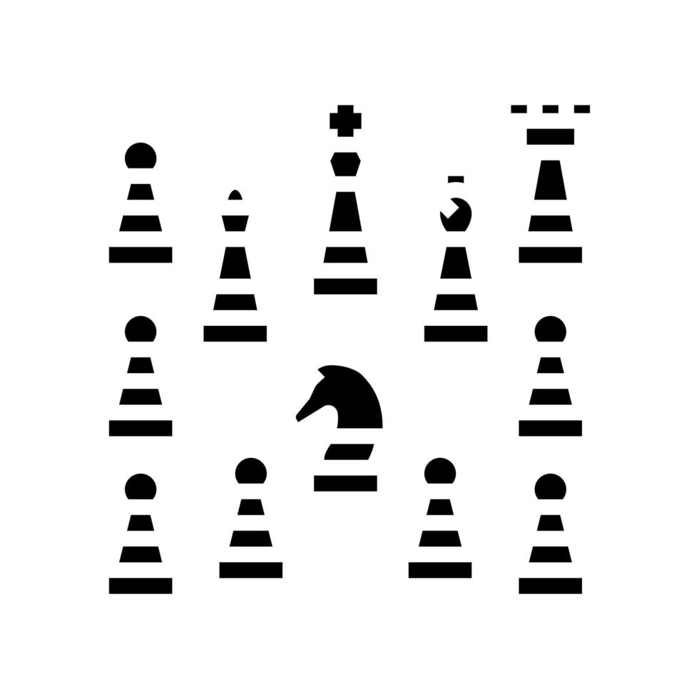 team figures of chess game glyph icon vector illustration