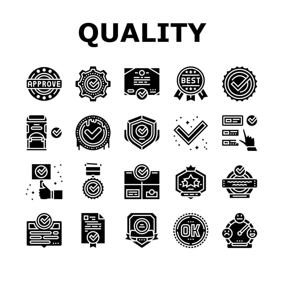 Quality Approve Mark And Medal Icons Set Vector