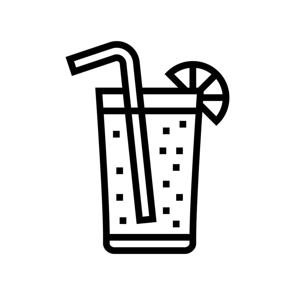 Ilustración de vector de icono de línea de bebida de limón de vidrio