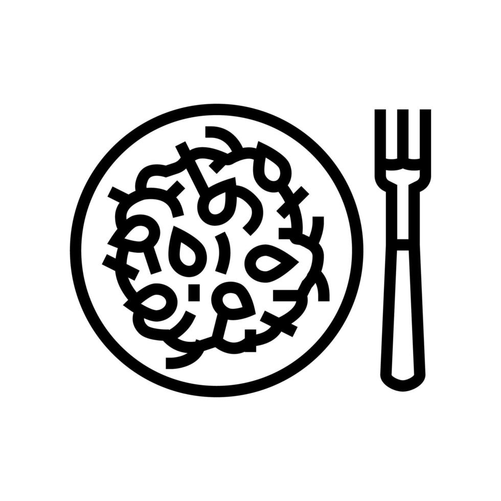 Ilustración de vector de icono de línea de pasta italiana