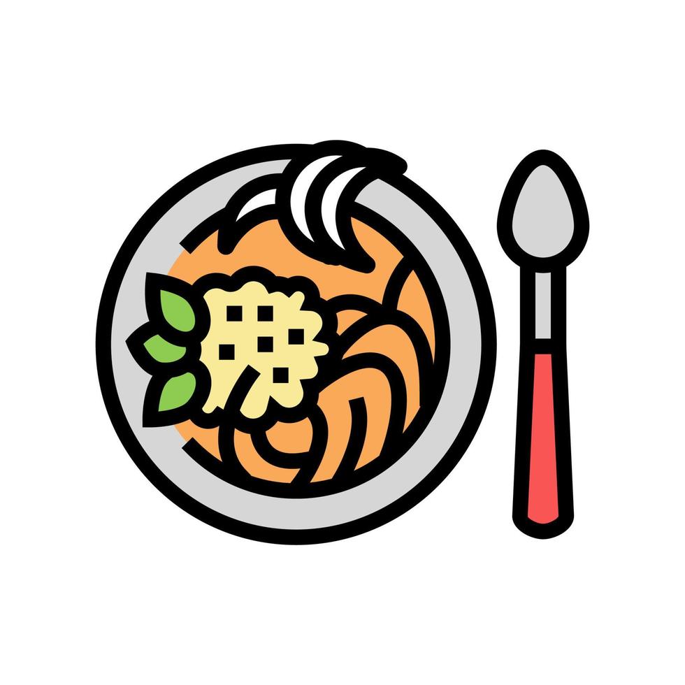 ilustración de vector de icono de color de pasta de sopa caliente
