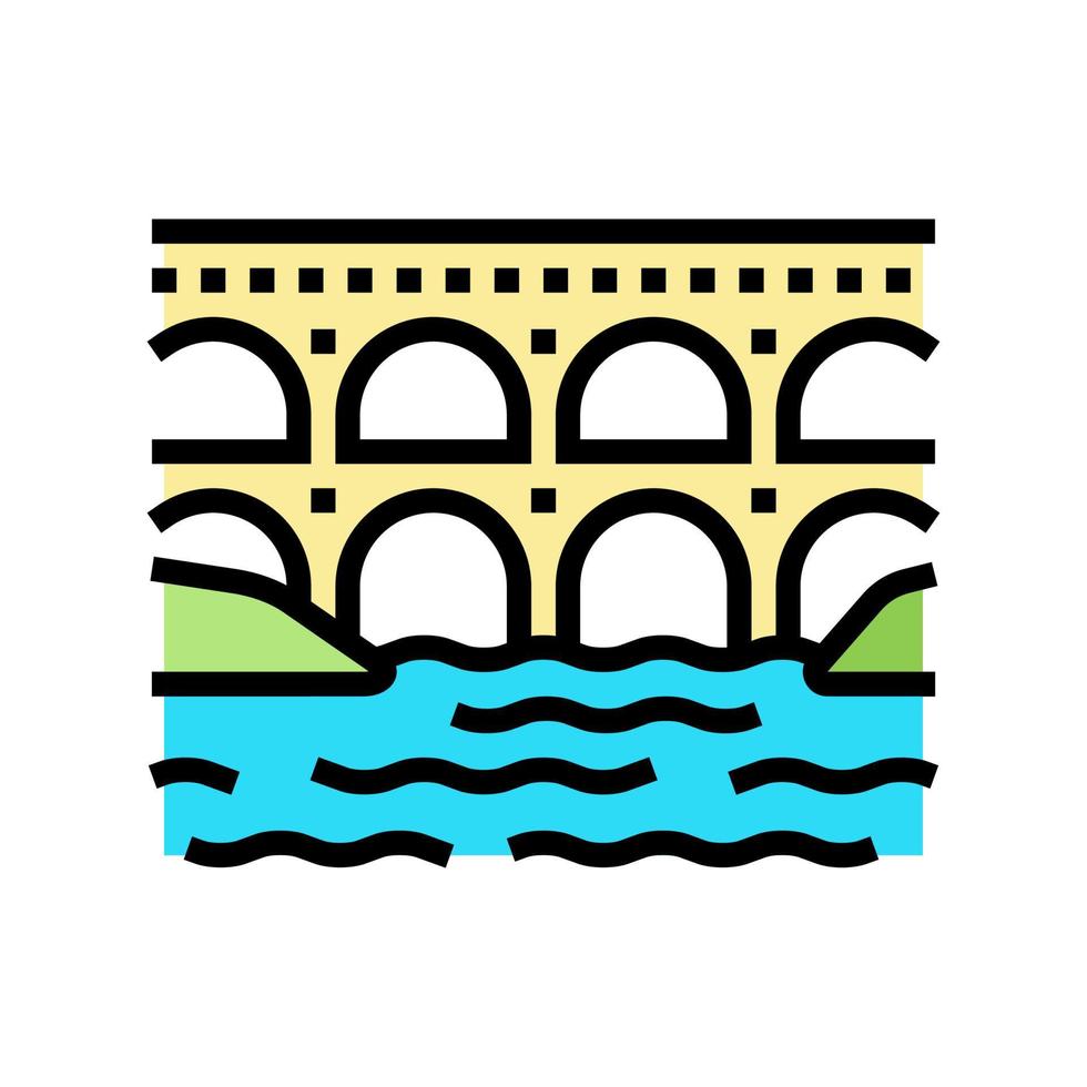ilustración de vector de icono de color de construcción de acueducto