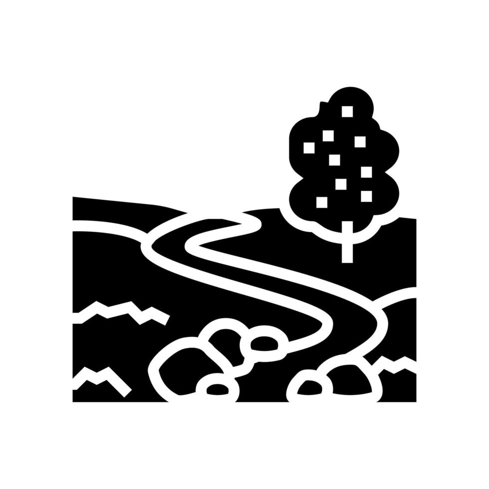 river on meadow glyph icon vector illustration
