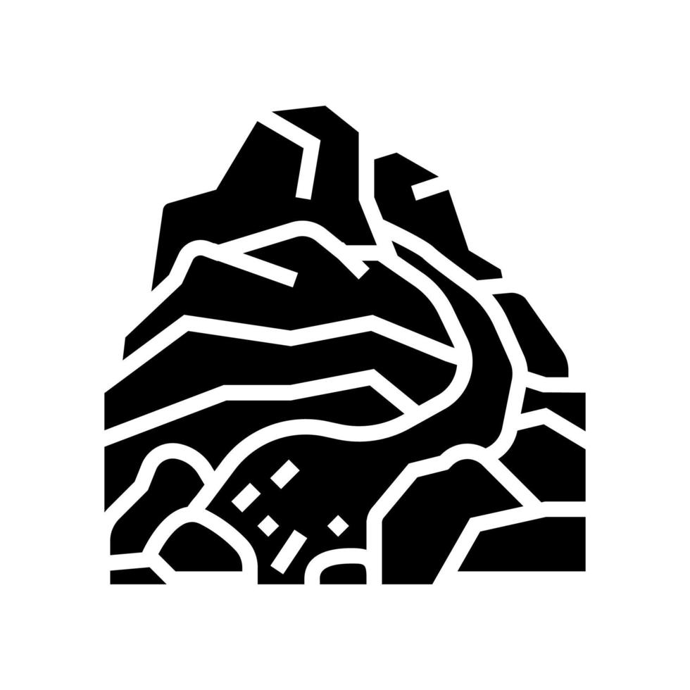 ilustración de vector de icono de glifo de río de montaña