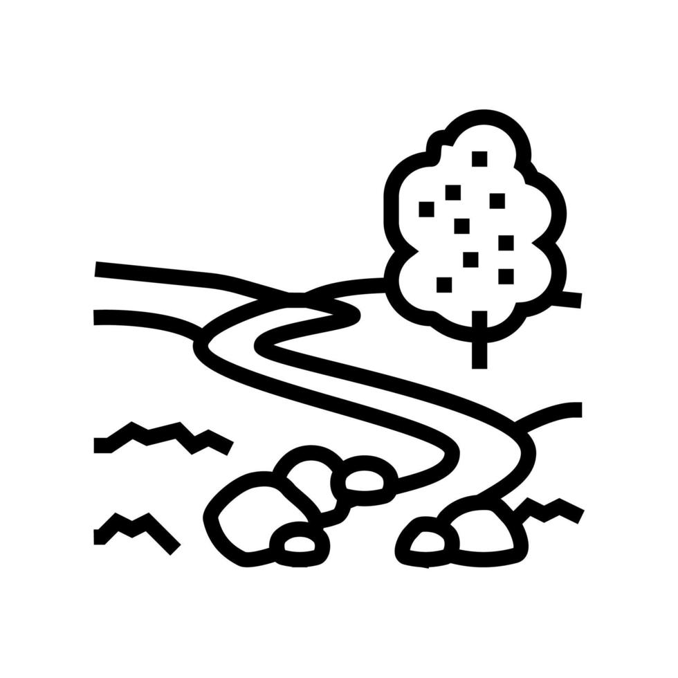 río en pradera línea icono vector ilustración
