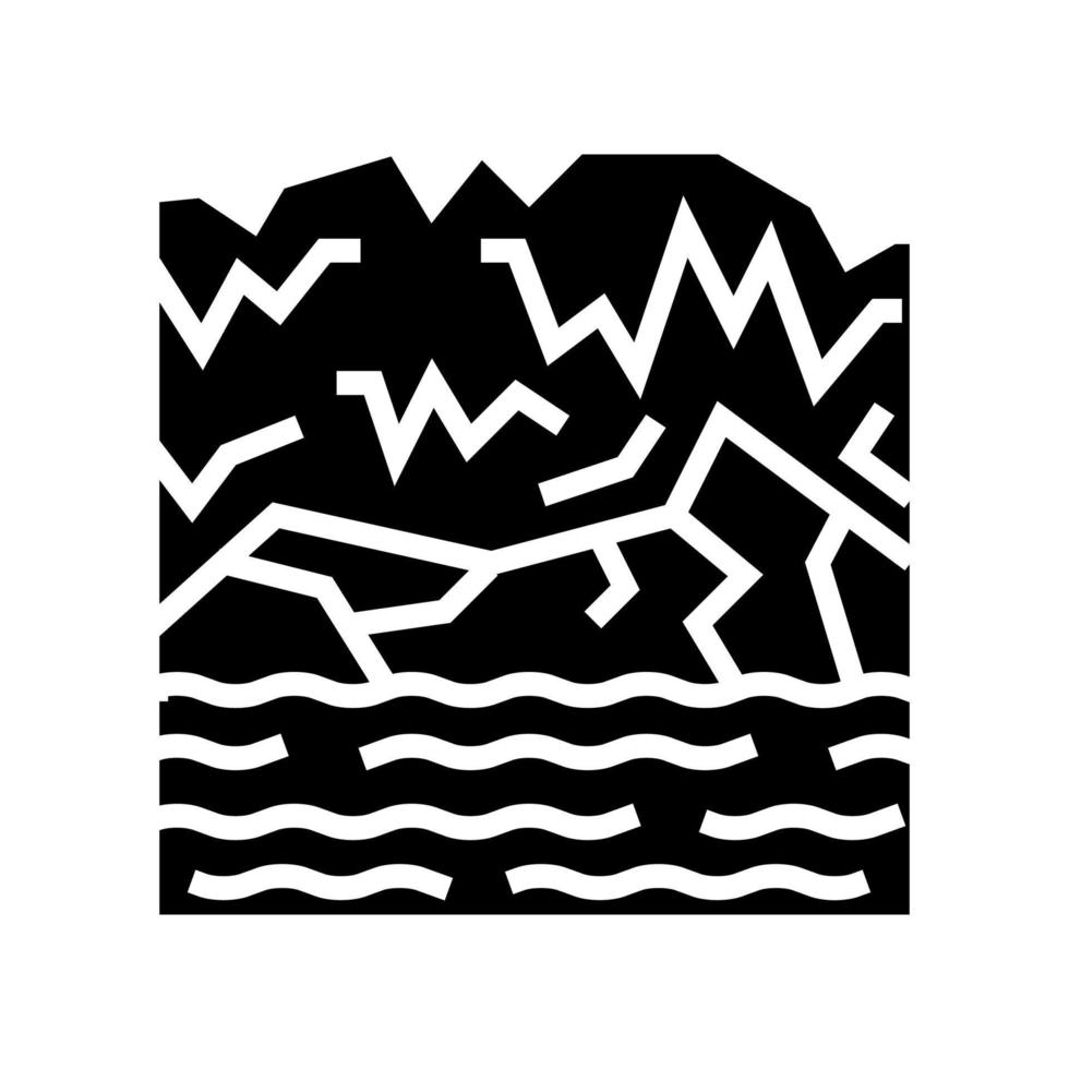 ilustración de vector de icono de glifo de río subterráneo