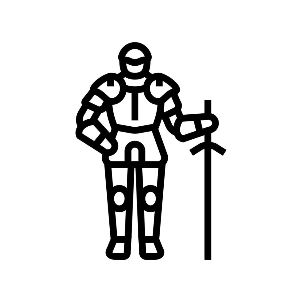 guerrero caballero línea icono vector ilustración
