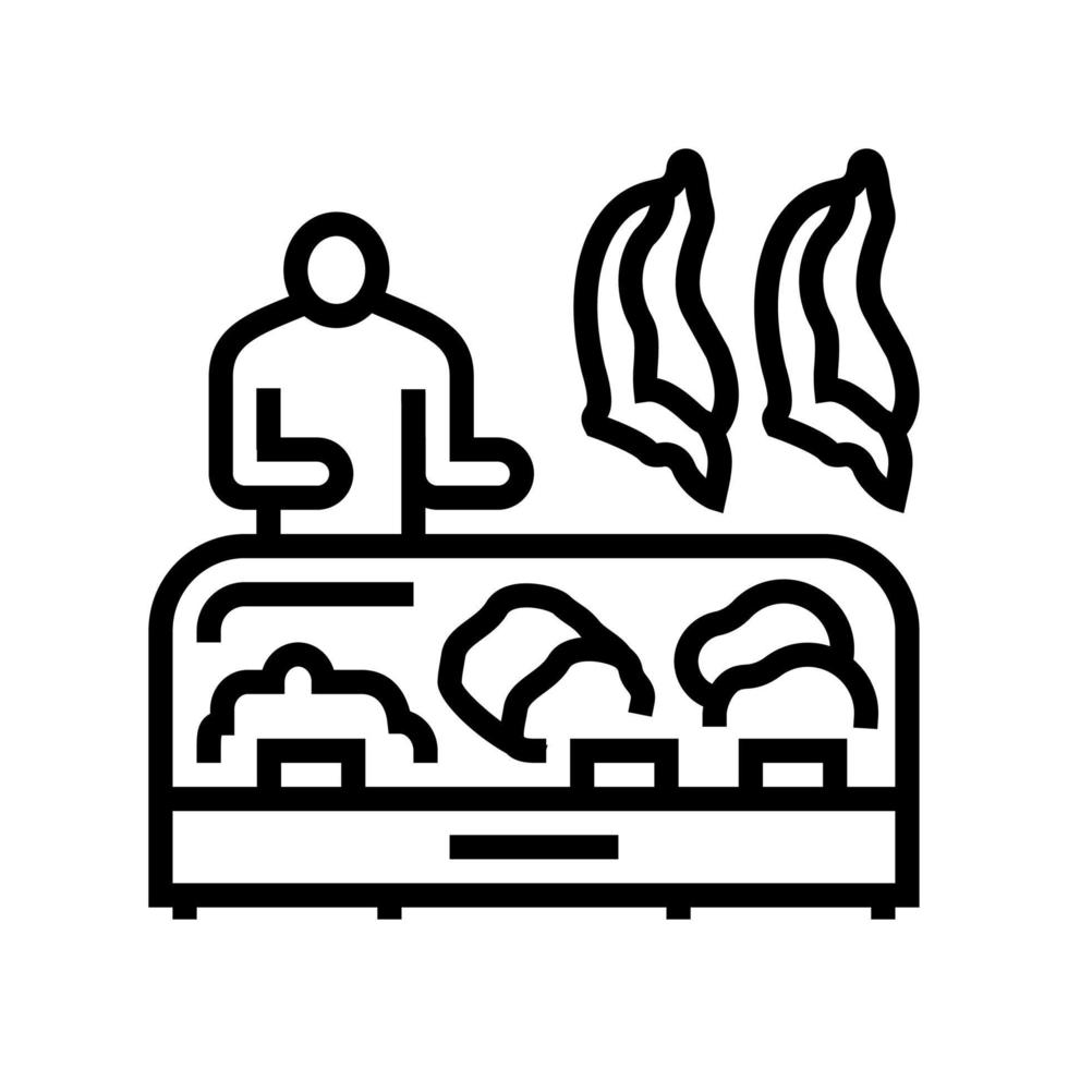Ilustración de vector de icono de línea de carne de res de mercado