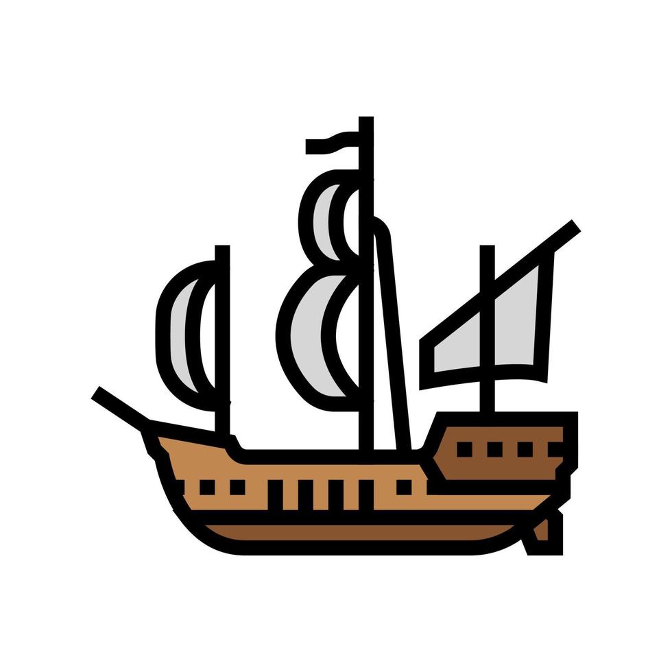 barco medieval color icono vector ilustración