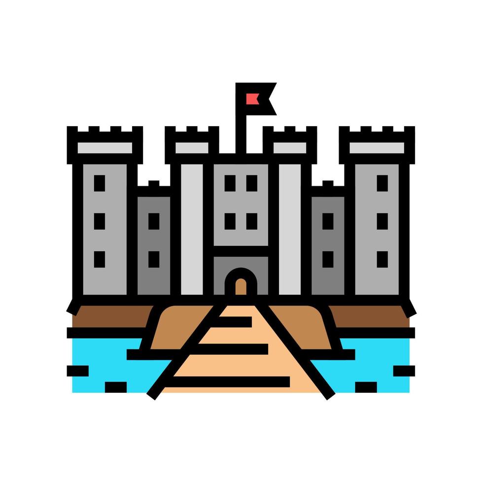 castillo medieval edificio color icono vector ilustración