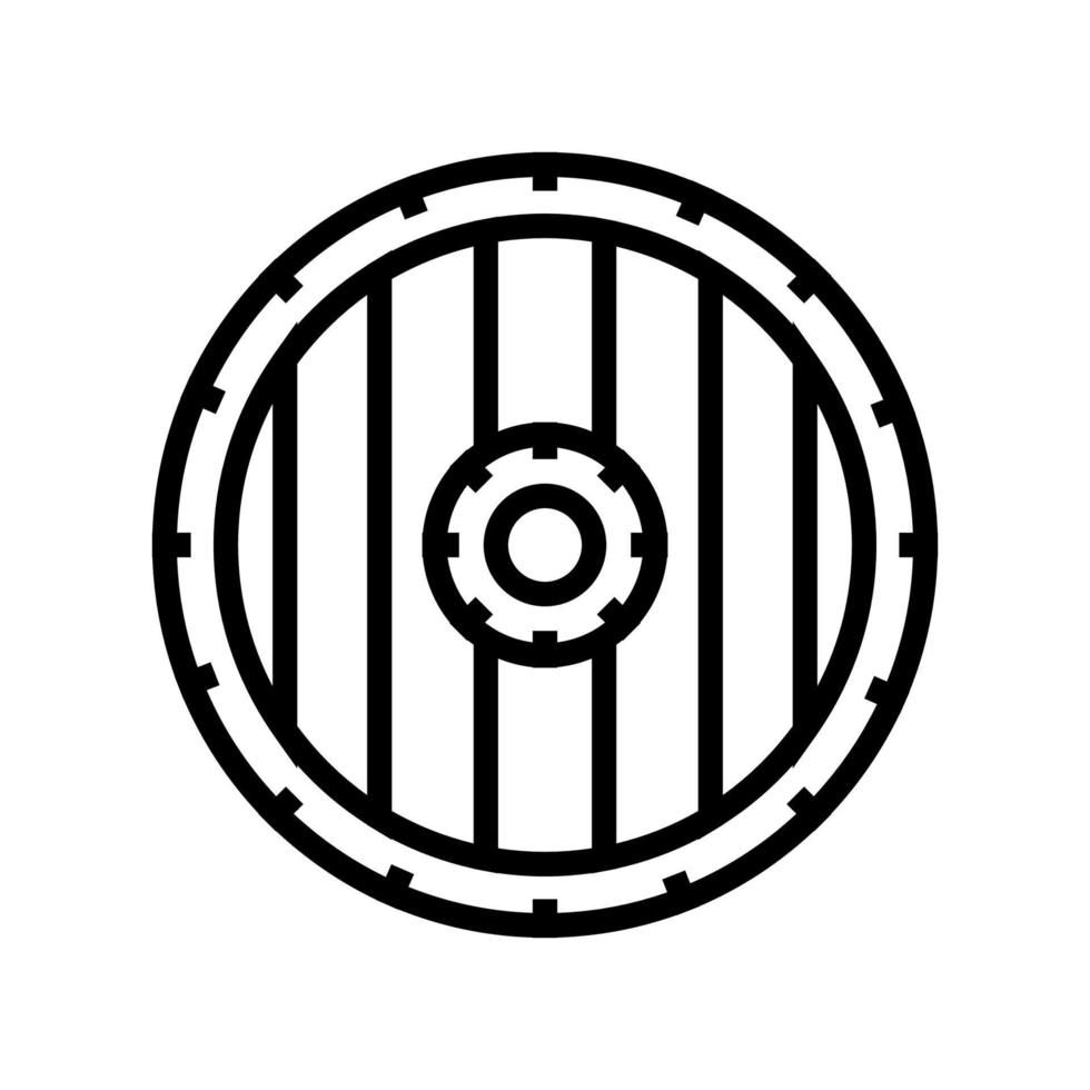 escudo línea medieval icono vector ilustración