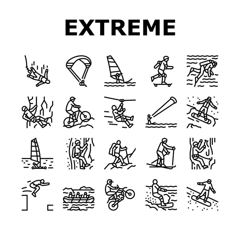 Extreme Sport Sportsman Activity Icons Set Vector