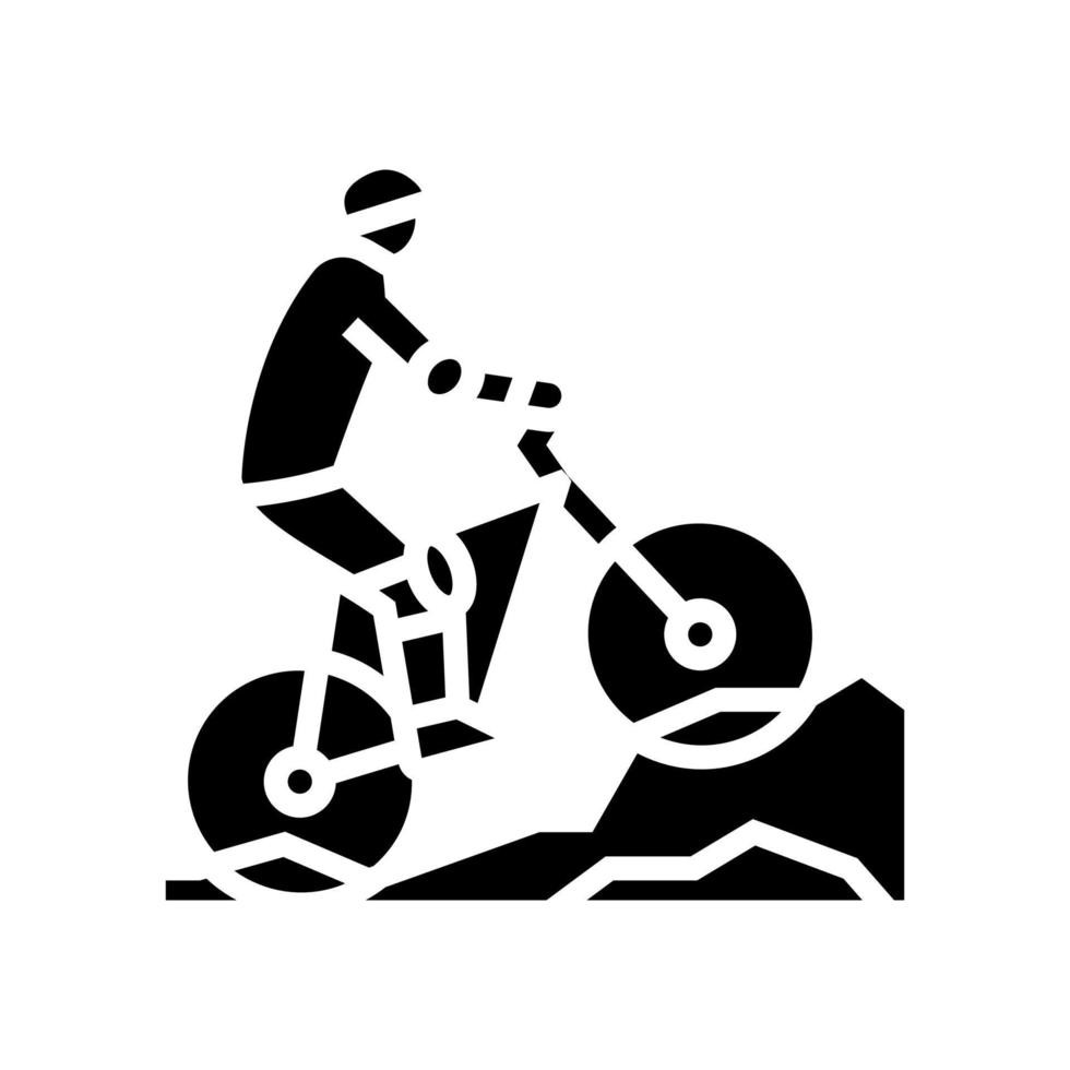 ciclismo de montaña glifo icono vector ilustración