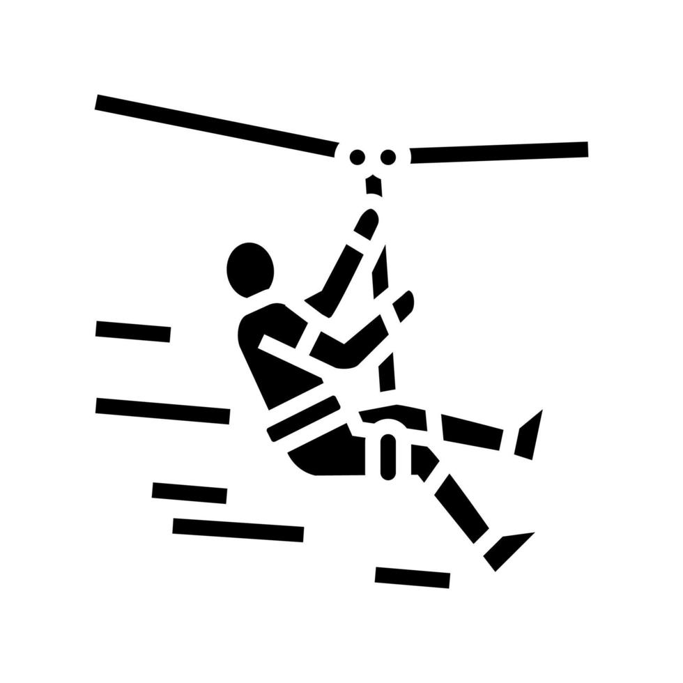 zip lining glyph icon vector illustration