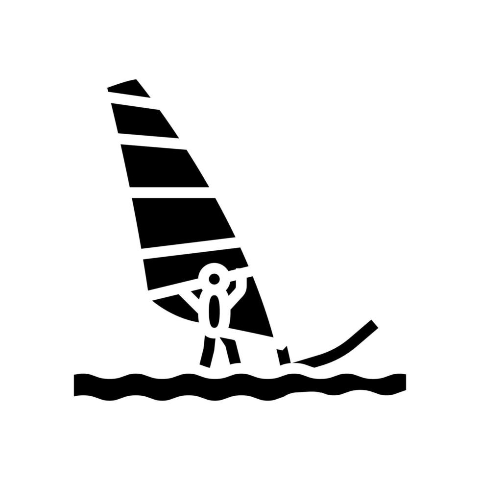 windsurf deporte extremo glifo icono vector ilustración