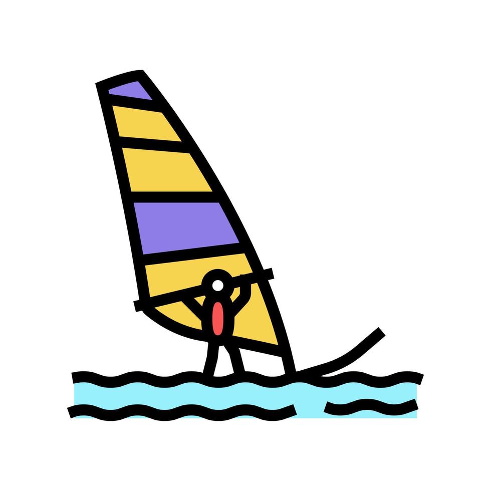 windsurfing extreme sport color icon vector illustration