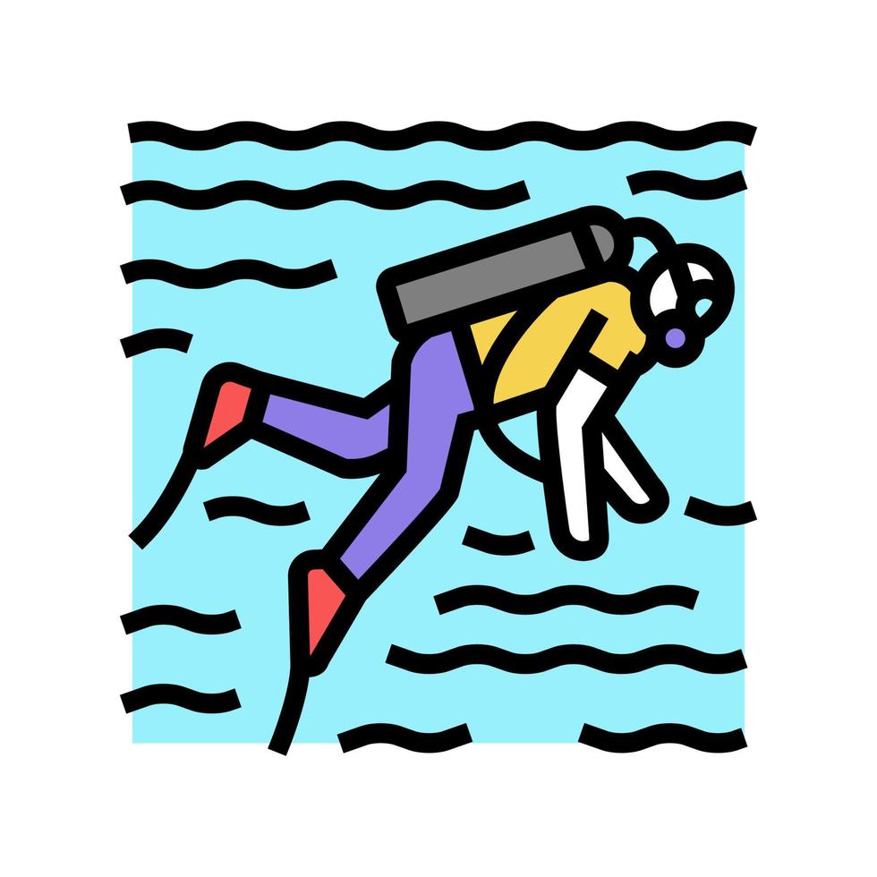 ilustración de vector de icono de color de buceo