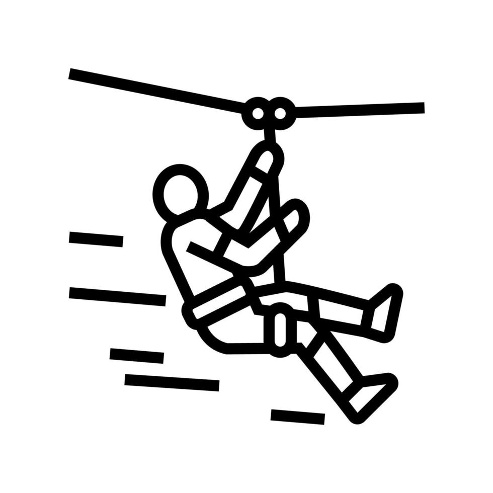zip lining line icon vector illustration