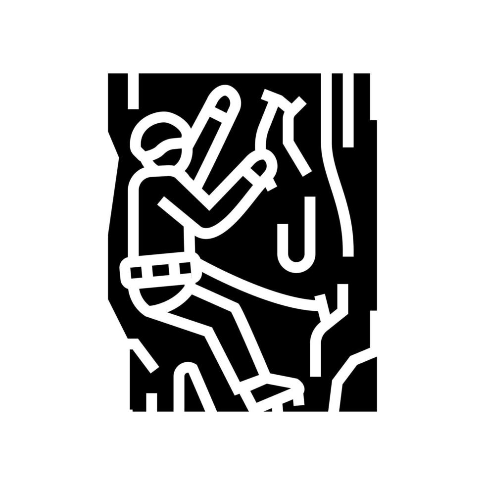 ice climbing glyph icon vector illustration