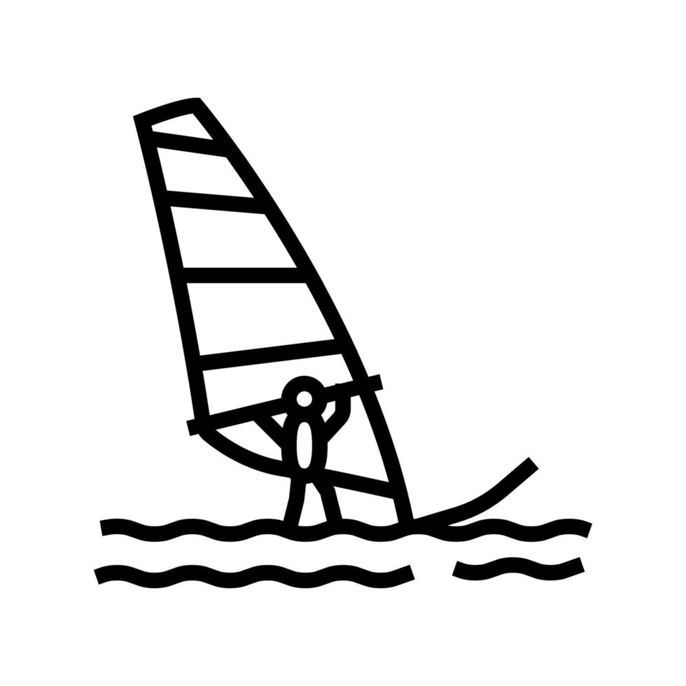 windsurf deporte extremo línea icono vector ilustración