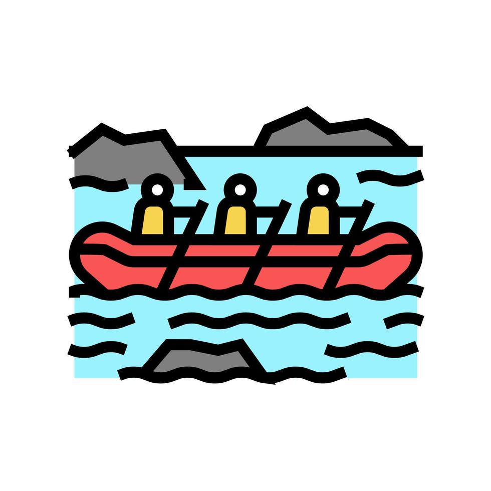 ilustración de vector de icono de color de deporte extremo de rafting