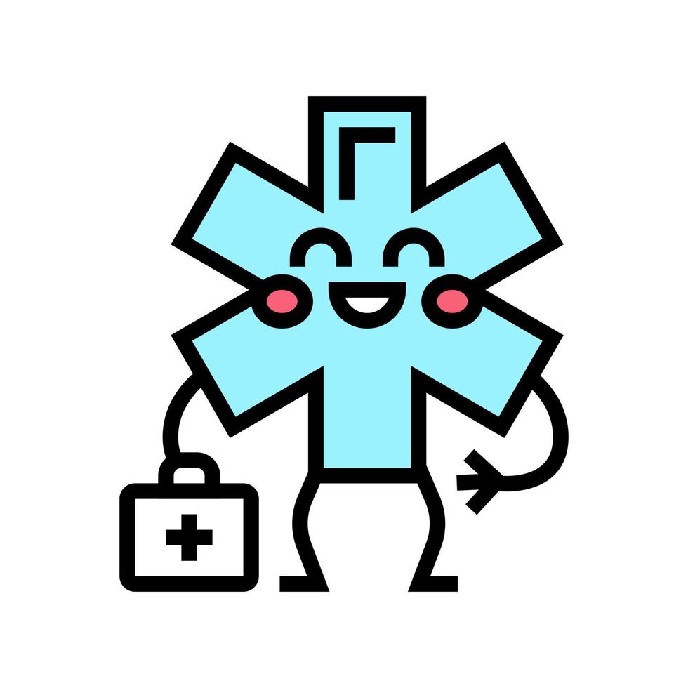 ambulancia niños primeros auxilios color icono vector ilustración