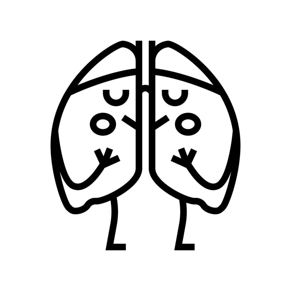 pulmones niño salud línea icono vector ilustración