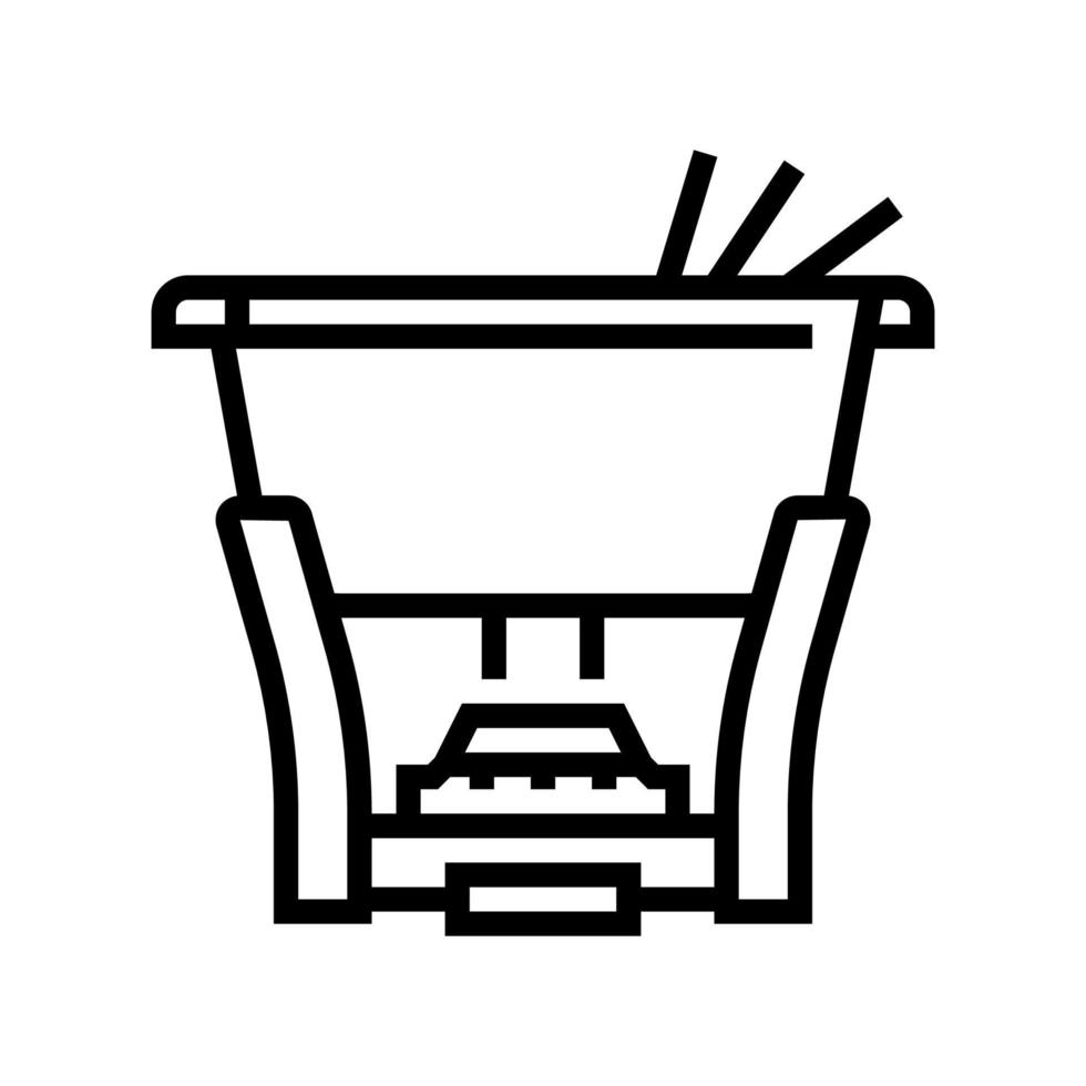 ilustración de vector de icono de línea de olla de fondue de hierro fundido