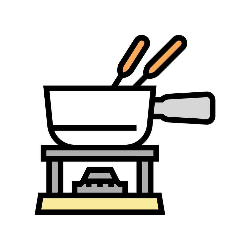 Ilustración de vector de icono de color de fabricante de fondue de cerámica