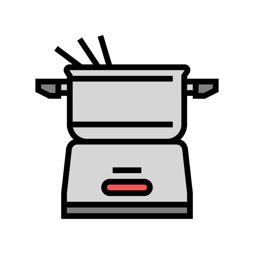 electric fondue pot color icon vector illustration