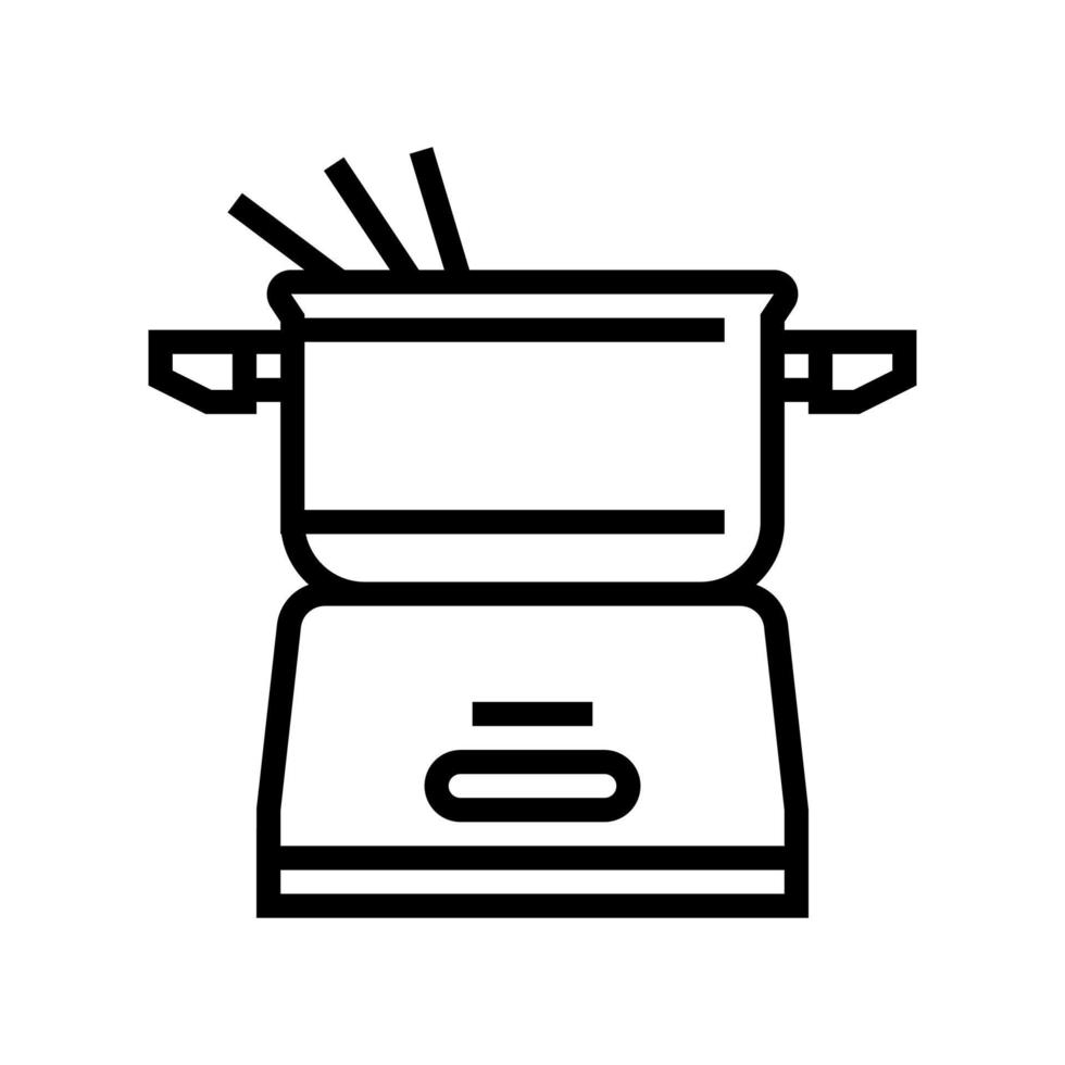 electric fondue pot line icon vector illustration