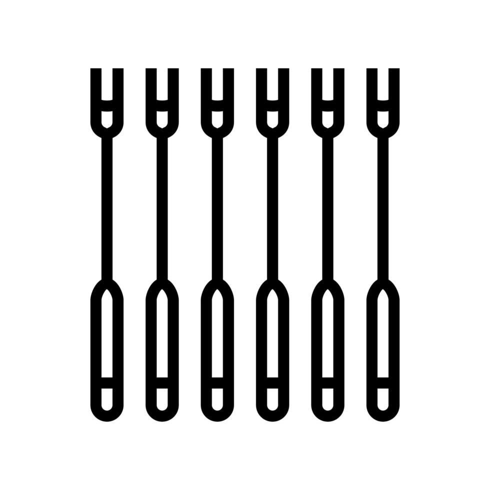 tenedores fondue línea icono vector ilustración