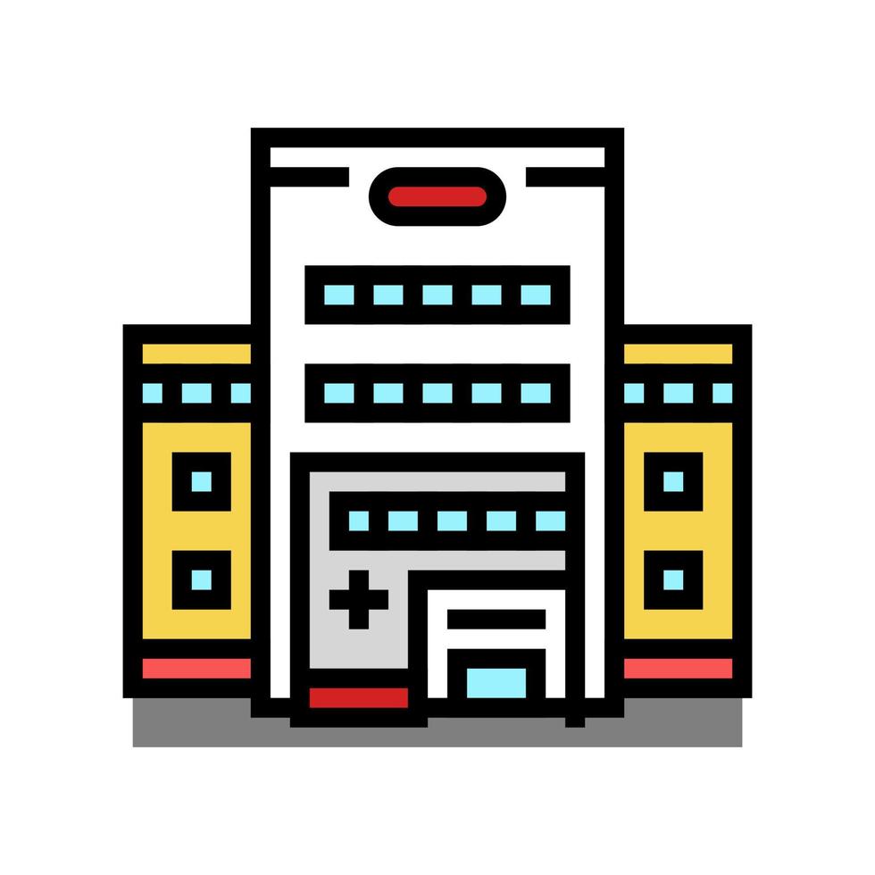 ilustración de vector de icono de color de edificio de hospital