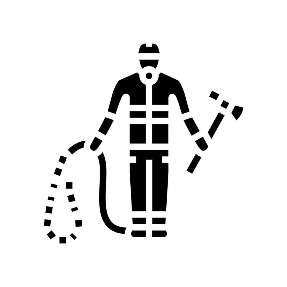 ilustración de vector de icono de glifo de trabajador de emergencia de bombero