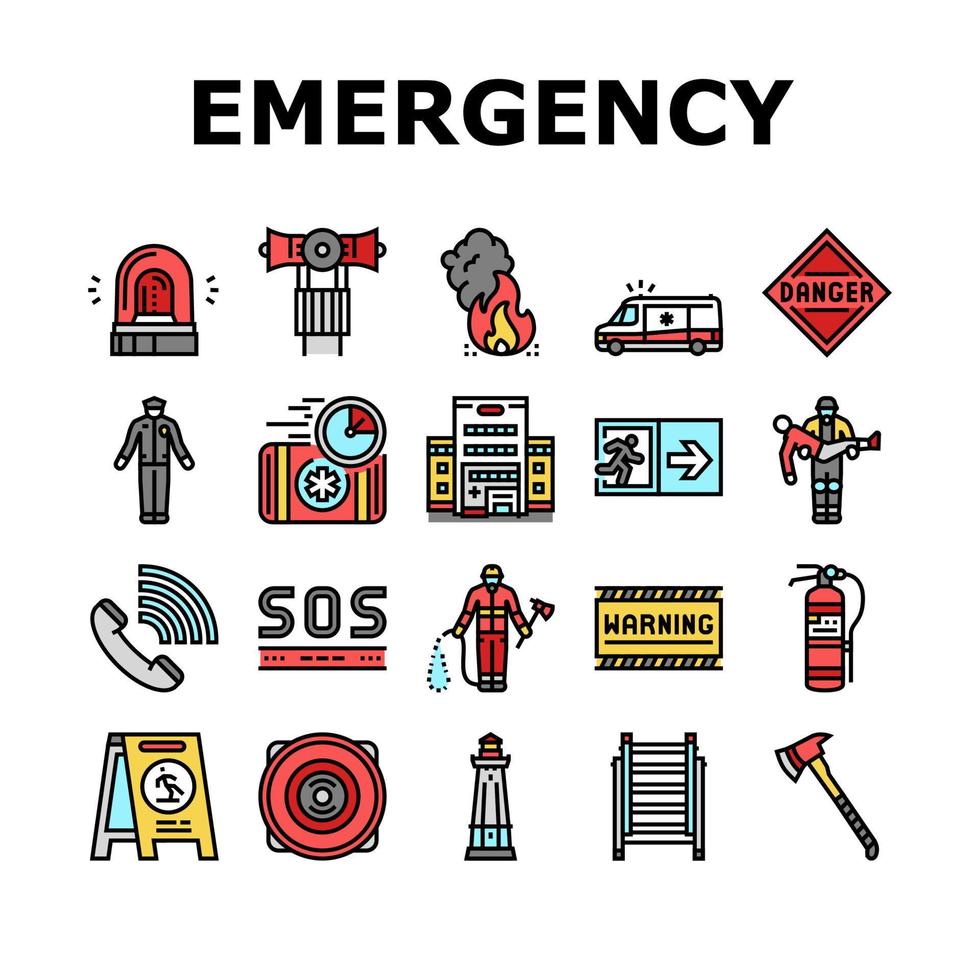 ayuda de emergencia en iconos de accidentes establecer vector