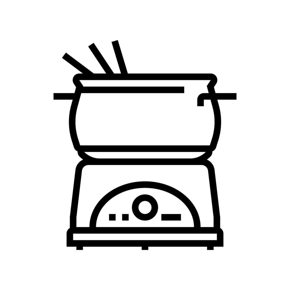 Ilustración de vector de icono de línea de olla de fondue de acero