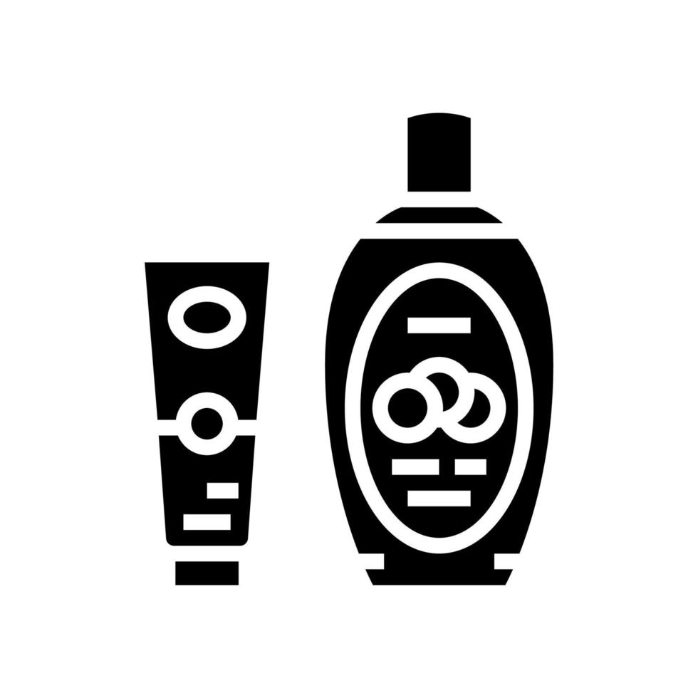 cosméticos con pepino ingrediente glifo icono vector ilustración