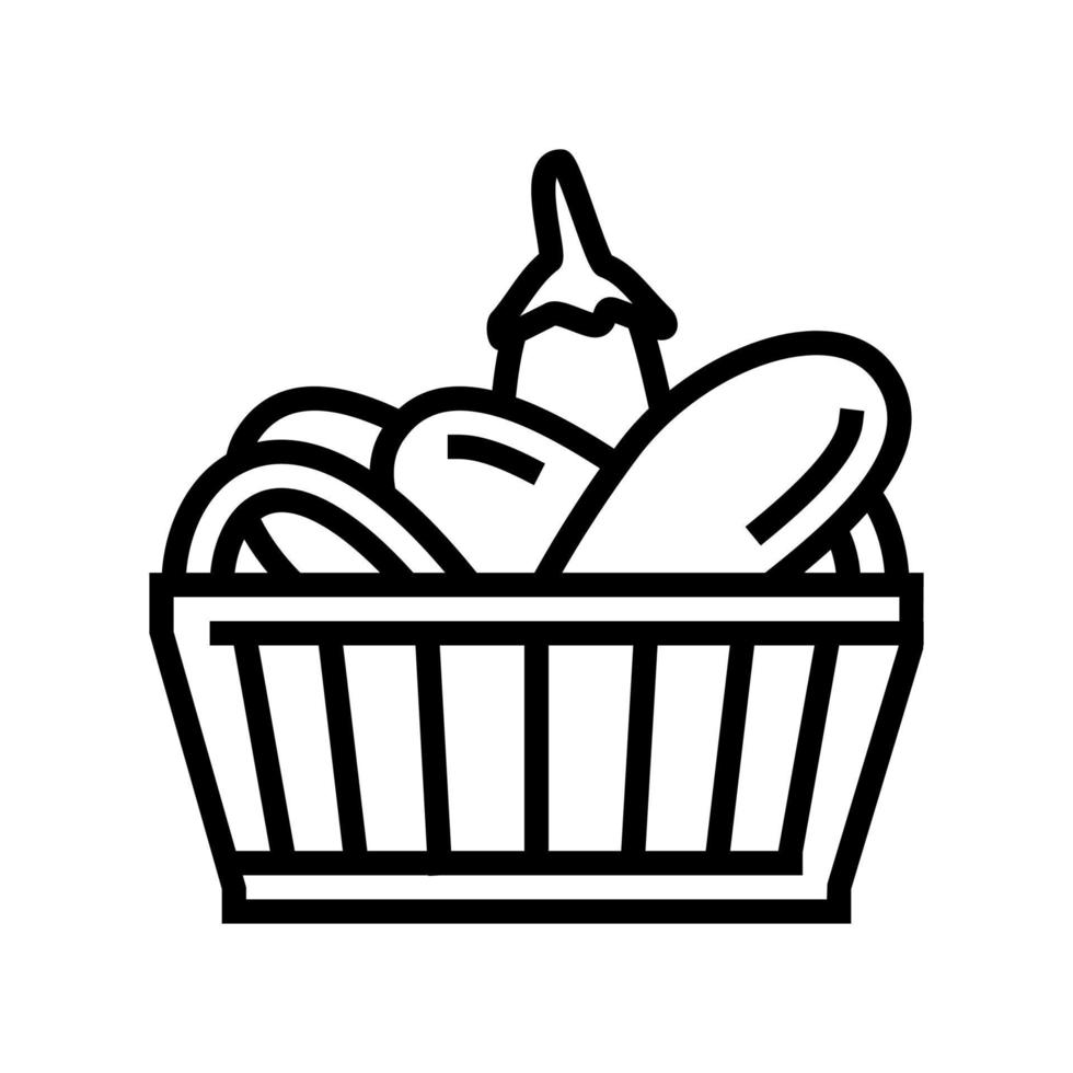 harvest eggplant line icon vector illustration