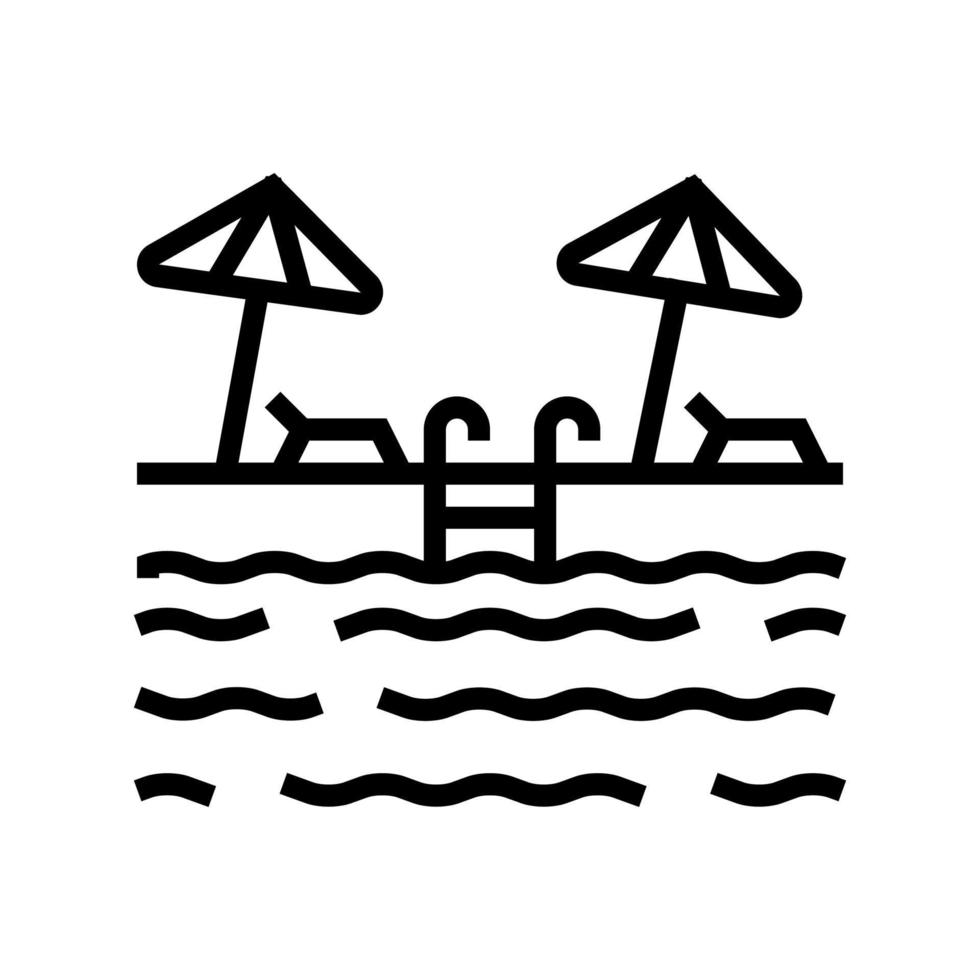 ilustración de vector de icono de línea de descanso de piscina