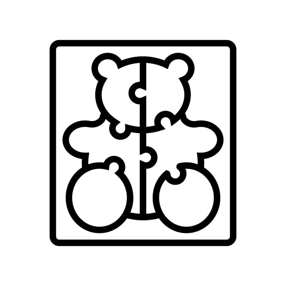 puzzles niño línea icono vector ilustración