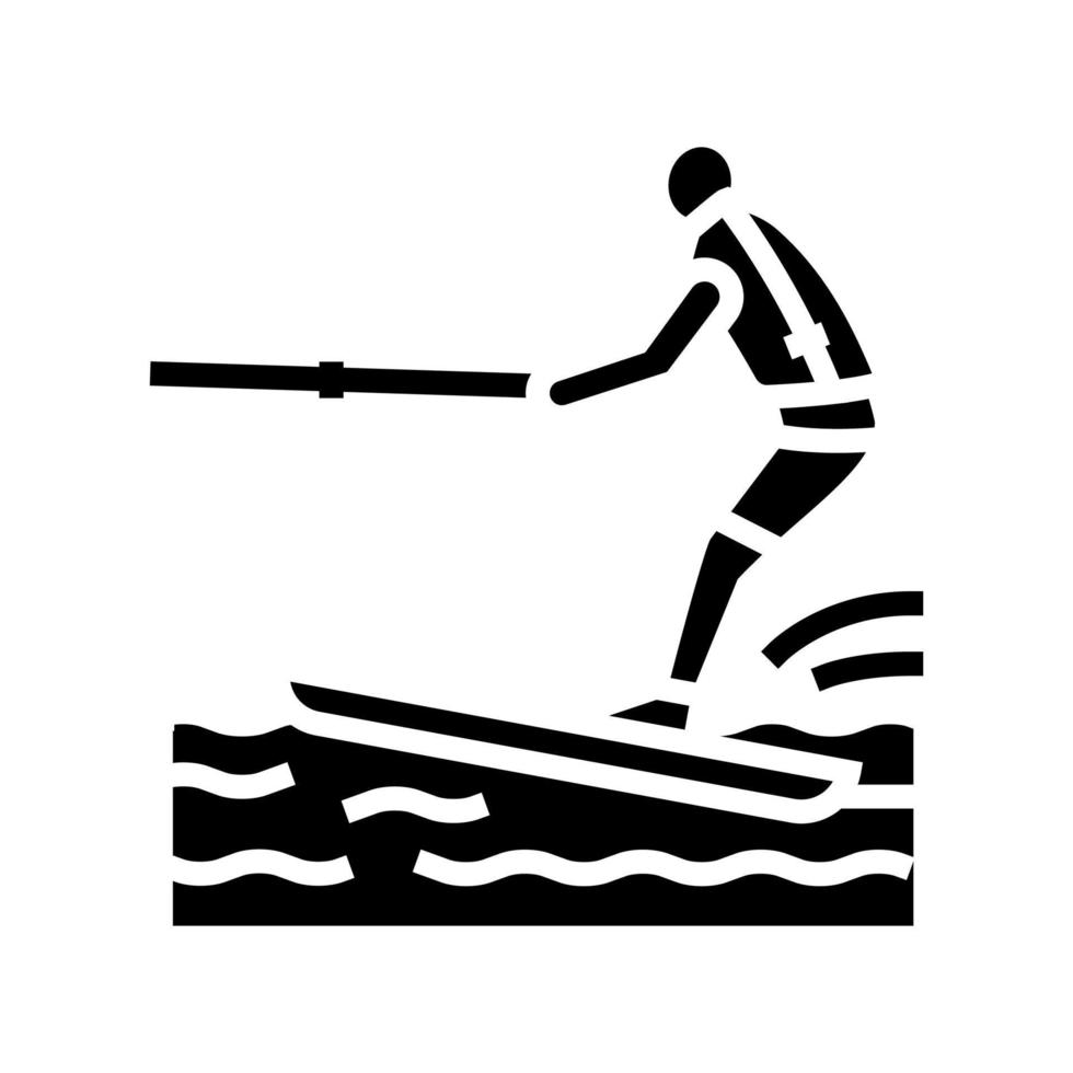water skiing glyph icon vector illustration