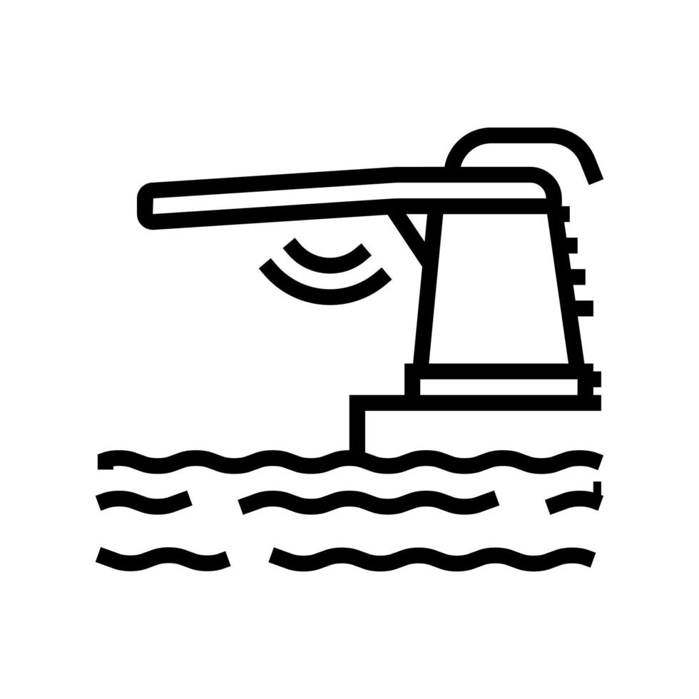 trampolín piscina línea icono vector ilustración