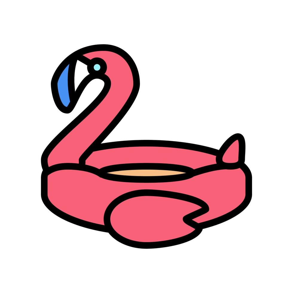 Ilustración de vector de icono de color de colchón inflable flamingo