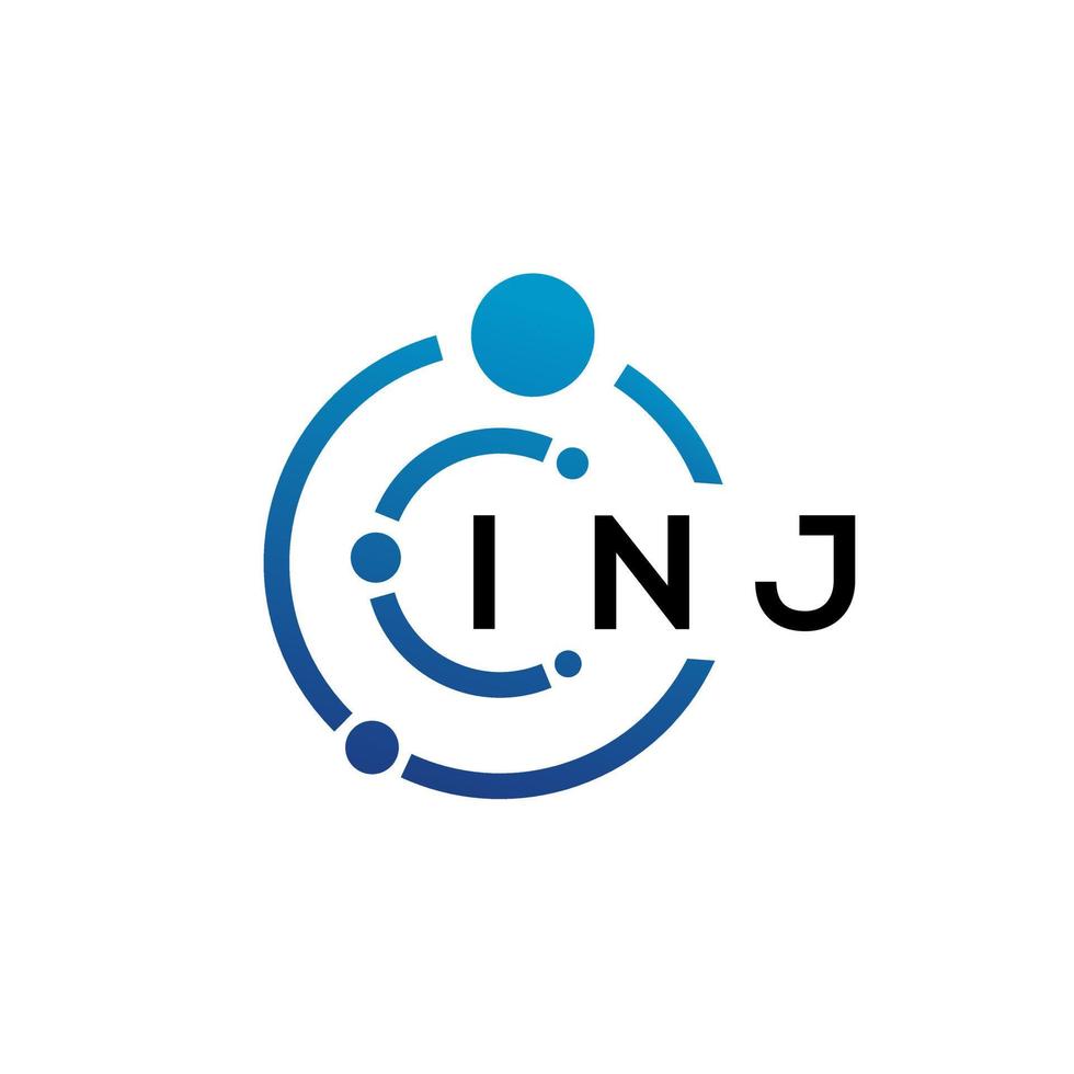 INJ letter technology logo design on white background. INJ creative initials letter IT logo concept. INJ letter design. vector