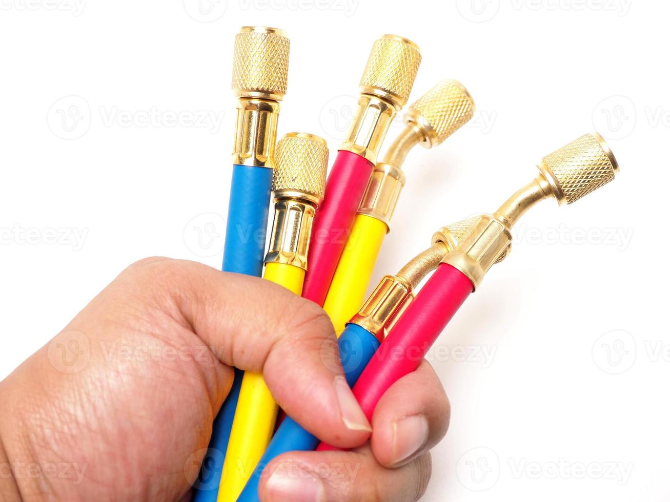 Picture of high pressure multi color hose with brass connector photo