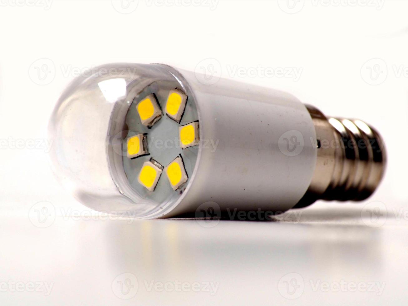 Close up shoot of white small led lamp with e12 socket photo