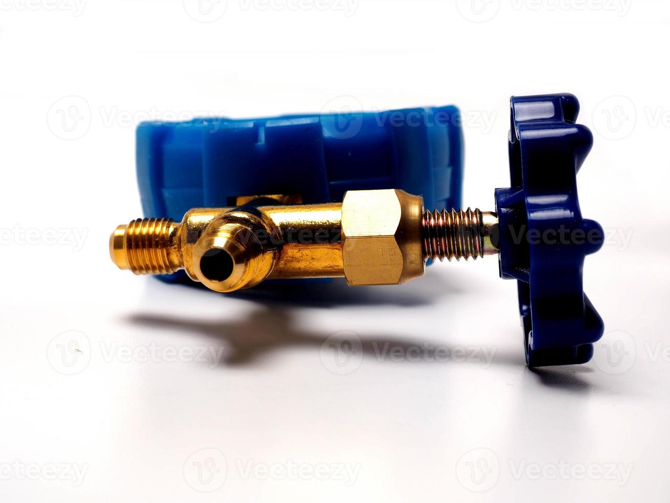 Picture of blue pressure gauge, tool that usualy used by technician to measure gas pressure. photo