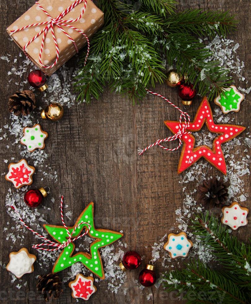 Christmas ginger and honey colorful cookies photo