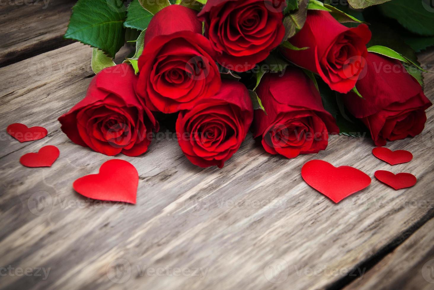 Red rose and hearts photo